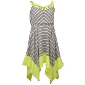 Bonnie jean little girls striped hanky hem knit dress - gray Size 6